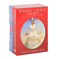 Wisdom of the Oracle Pocket Divination Cards deck by Colette Baron-Reid with 52 cards and guidebook, featuring powerful symbols and nature imagery for spiritual guidance.