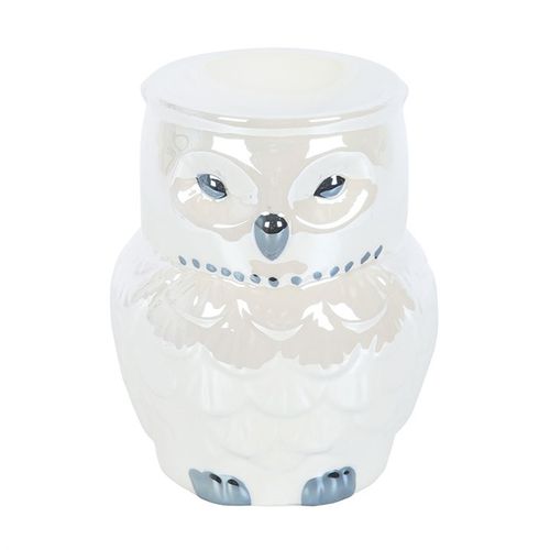 Owl Shaped Iridescent Oil Burner and Wax Warmer with a dreamy glaze, perfect for creating a relaxing atmosphere with essential oils and a tealight candle.