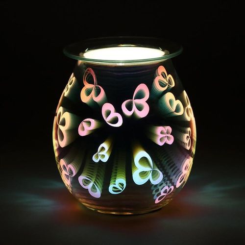 Electric oil burner with a 3D flower petal light-up design, perfect for use with essential oils to create a calming, fragrant atmosphere.

