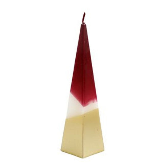 20cm Red and Gold Pyramid Candle with a modern, sleek design, perfect for creating stylish tablescapes and adding a decorative touch to home décor.