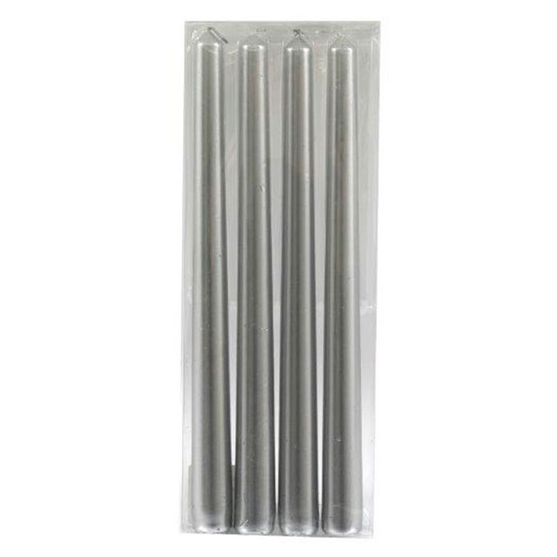 Set of 4 Silver Taper Candles – Elegant 25cm Candles for Christmas and Holiday Table Décor